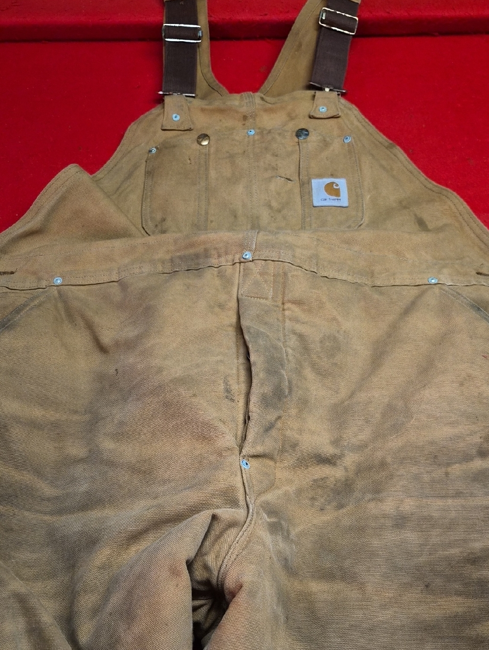 Carhartt Brown Tan Duck Canvas Bib Overalls